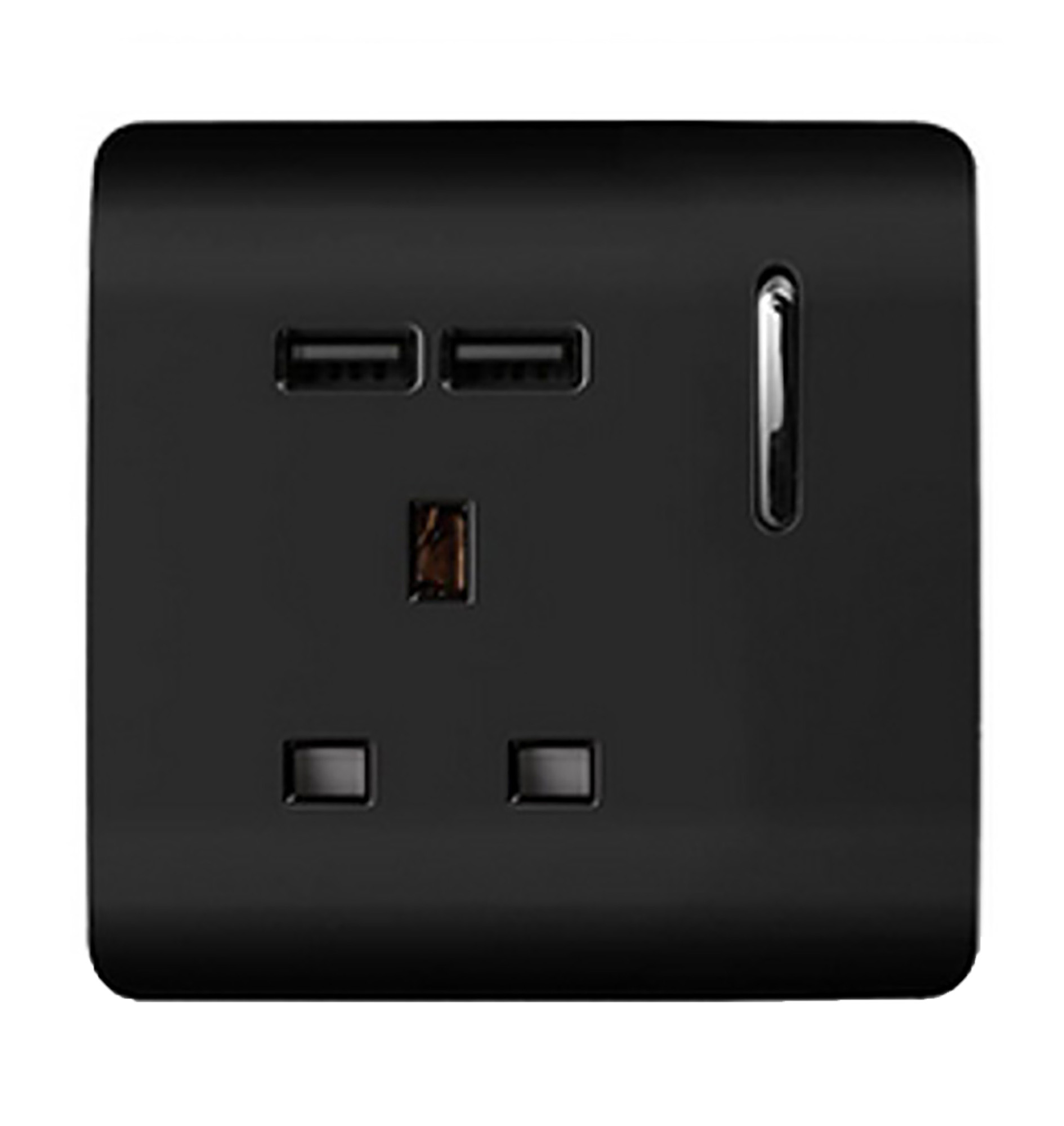ART-SKT13USBBK  1 Gang 13Amp Switched Single Socket With 2 x USB Gloss Black